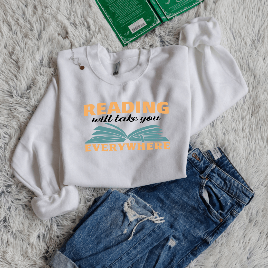 Reading will take you everywhere yellow green - Bookish Wardrobe