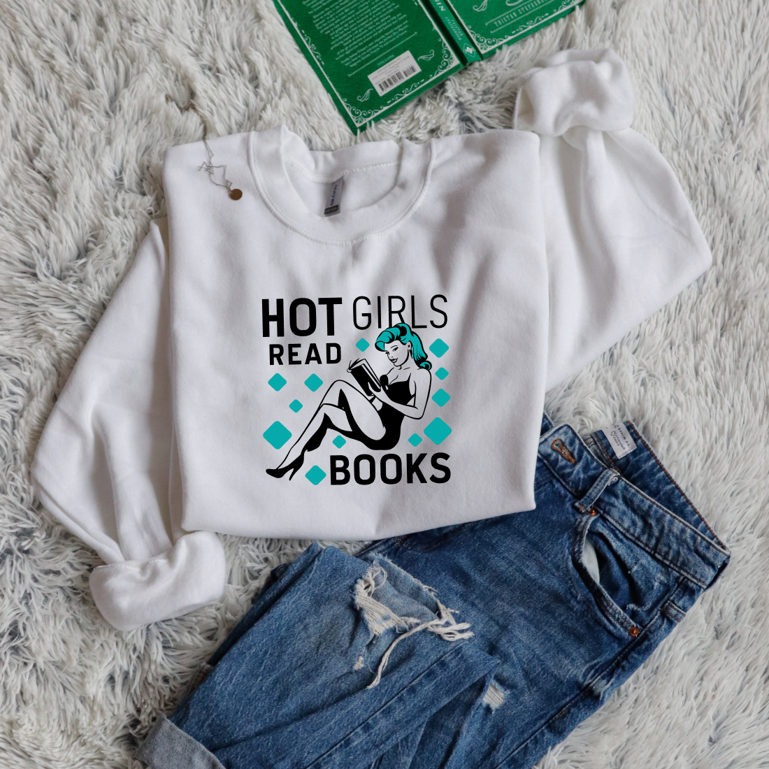 Hot girls read books green