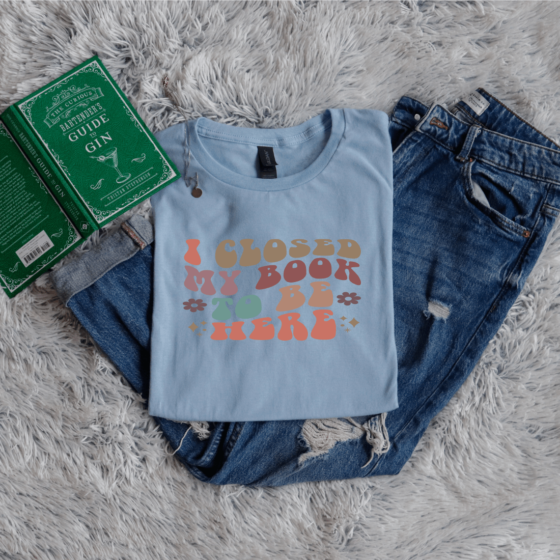 I Closed My Book To Be Here bubble letters color - Bookish Wardrobe