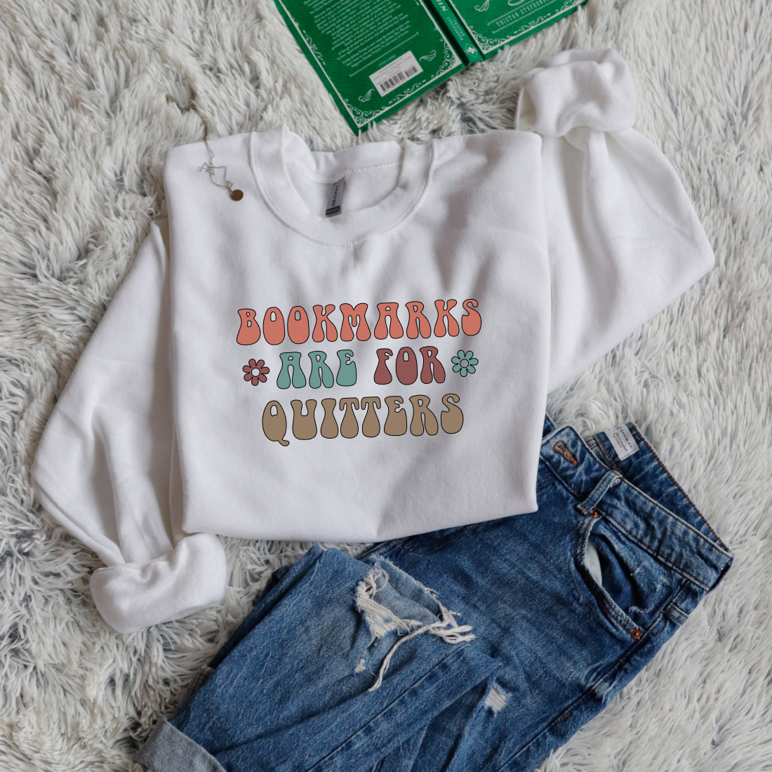 Bookmarks Are For Quitters bubble letters color