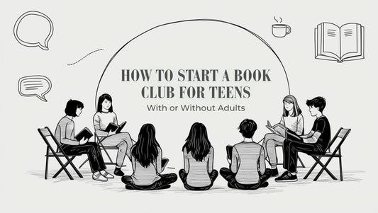 diverse teens sitting in a circle reading books and chatting.