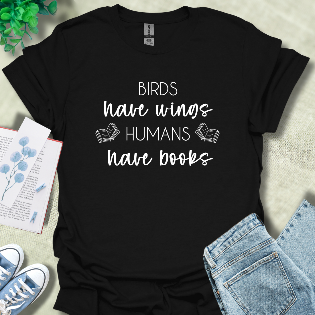 Birds have wings, human have books