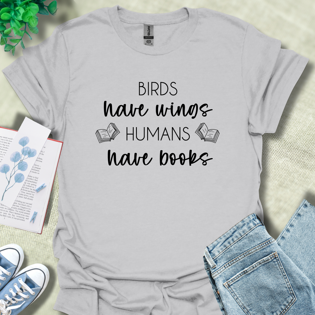 Birds have wings, human have books