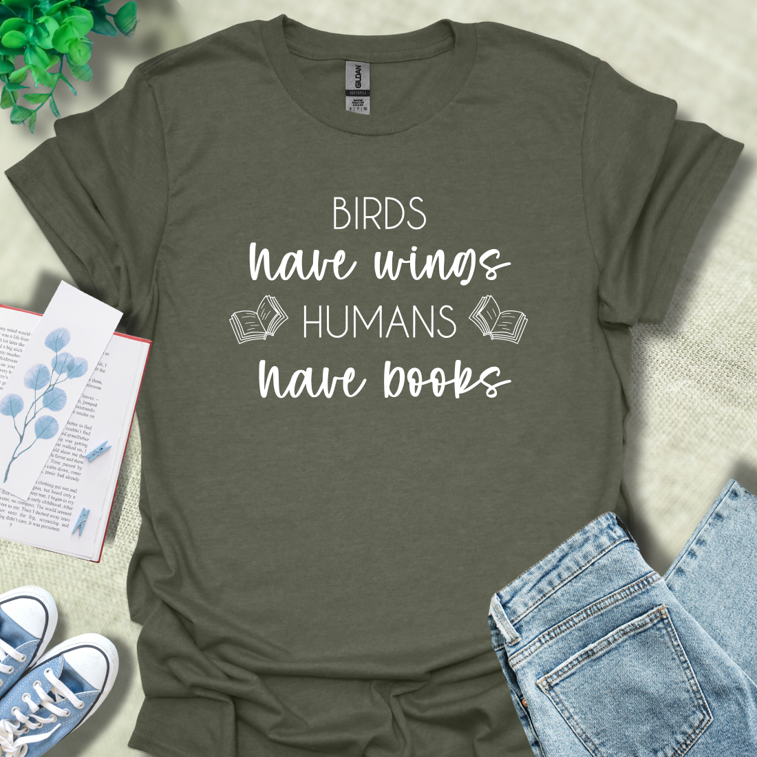 Birds have wings, human have books