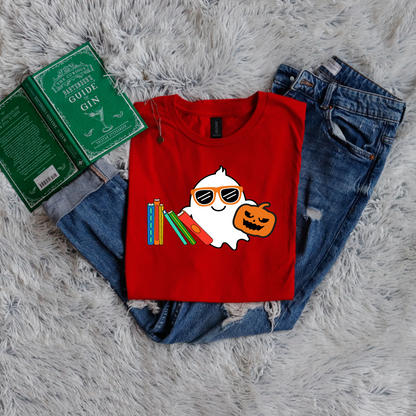 Cute ghost and books