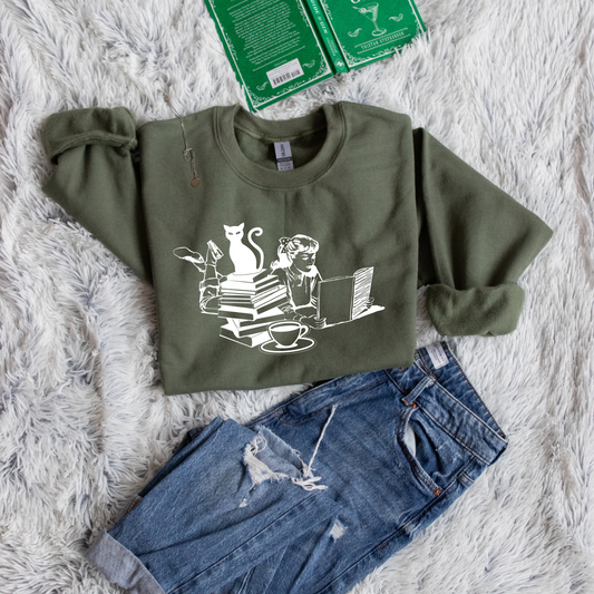 Cat, Girl and Books