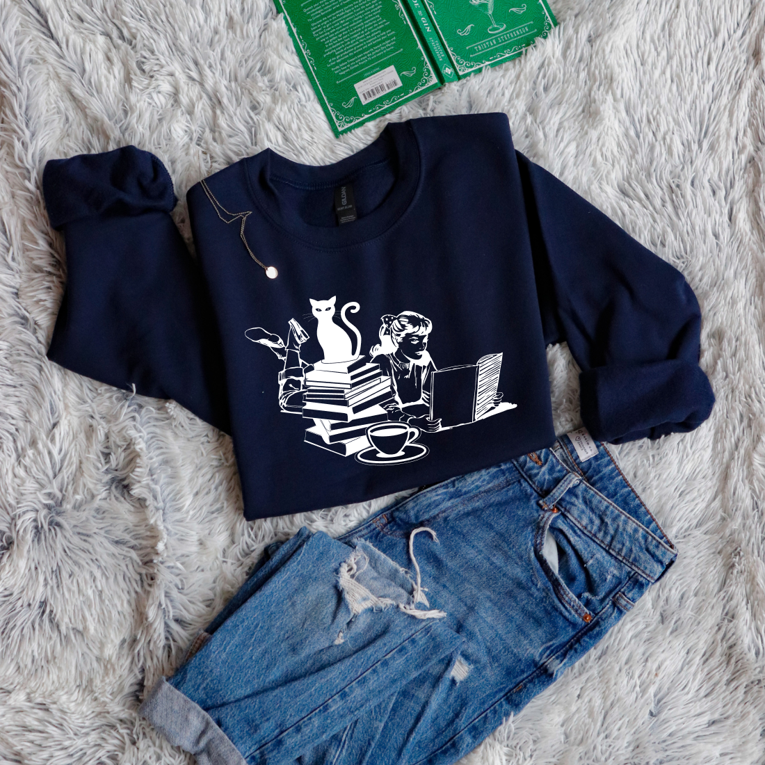 Cat, Girl and Books