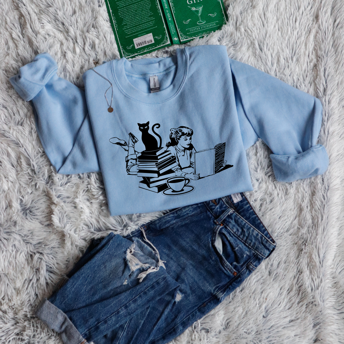 Cat, Girl and Books