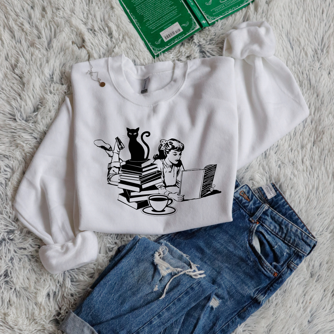 Cat, Girl and Books