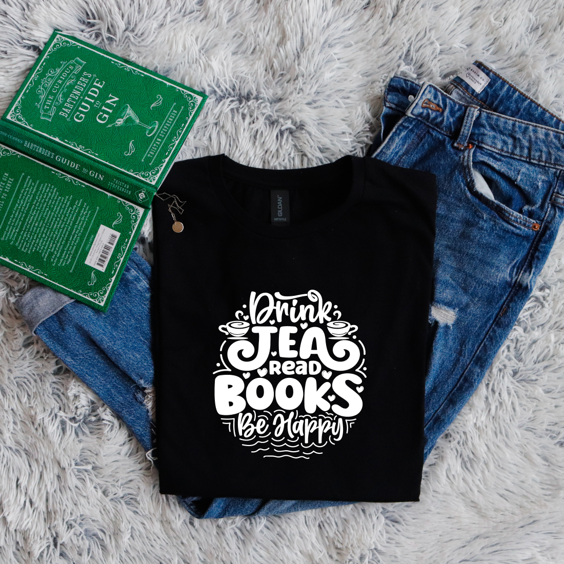Drink tea read books be happy circle style