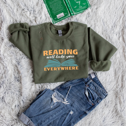 Reading will take you everywhere yellow green