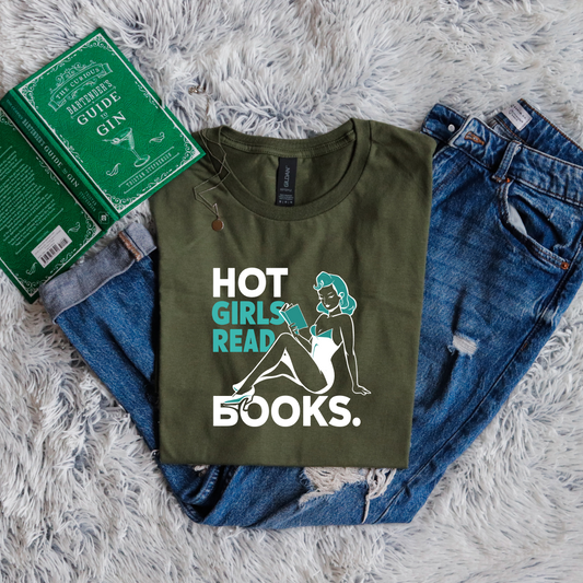 Hot girls read books pinup green