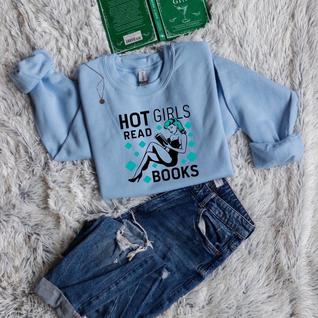 Hot girls read books green